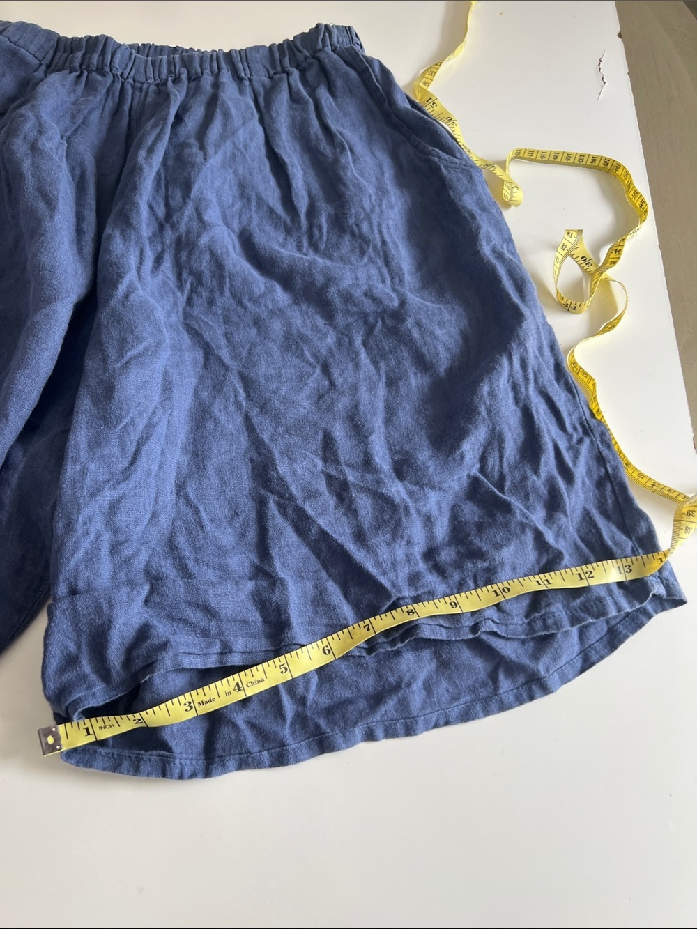 Flax Women's Elastic-Waist Blue Linen Shorts - Picture 6 of 6